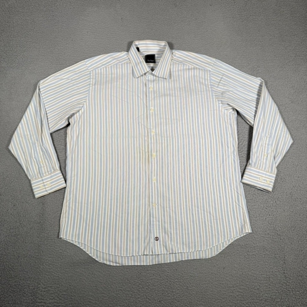 David Donahue Shirt Mens 17.5 34/35 Striped Casual Preppy Button Up Dress Cotton